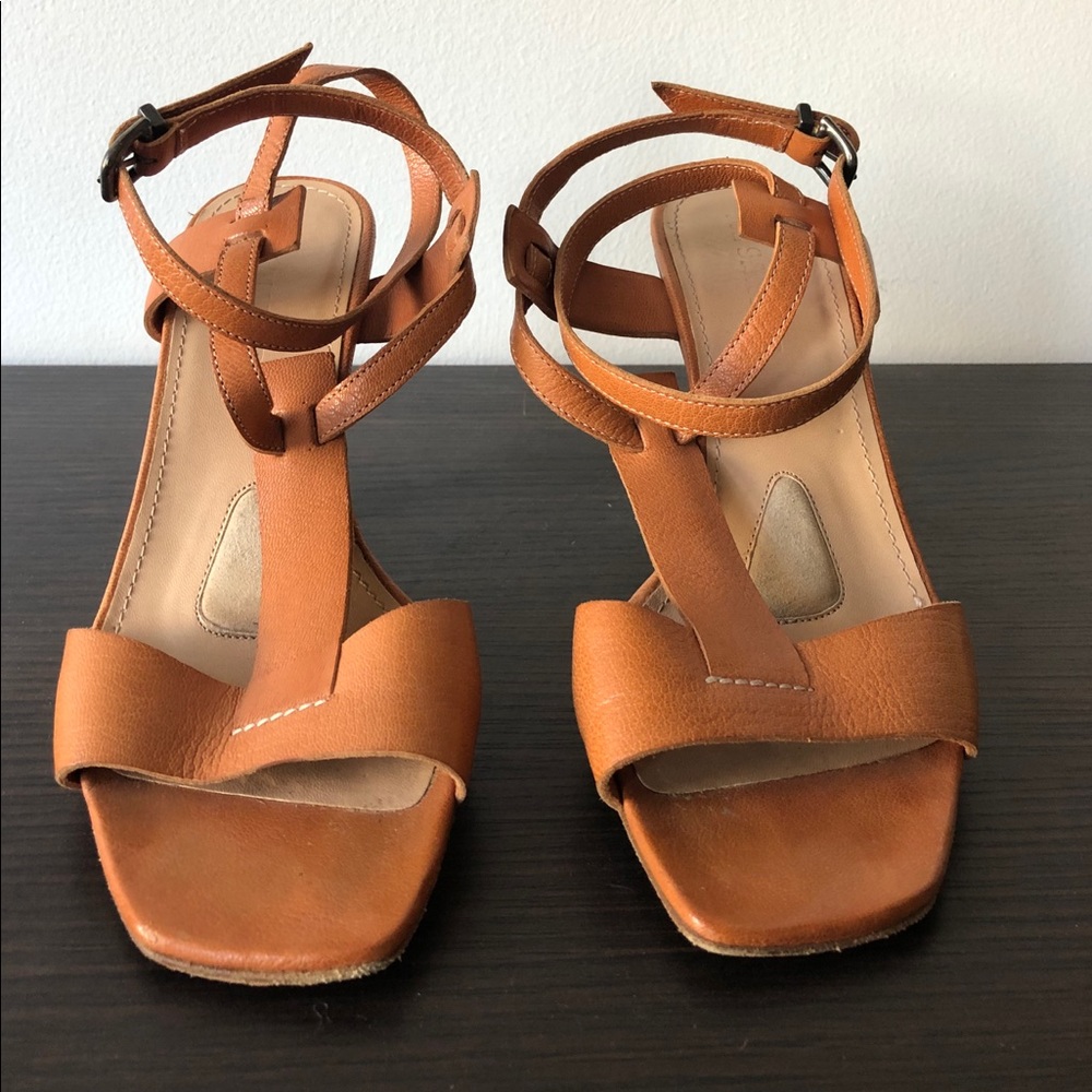 Jil Sander Orange Leather High Heeled Sandals